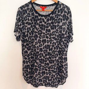 Joe Fresh Woman Black Leopard Animal Print Short Sleeves Pullover Blouse Size 1X